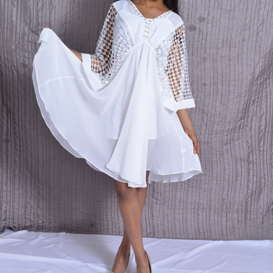 White Bespoken Stone Dress