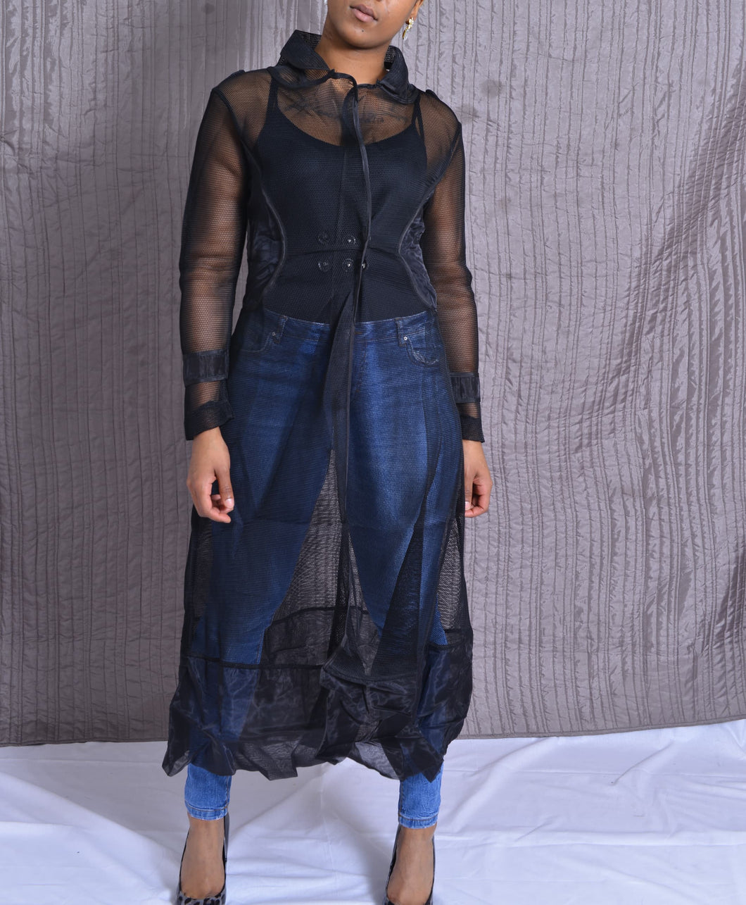 Long black Organza gown Jacket